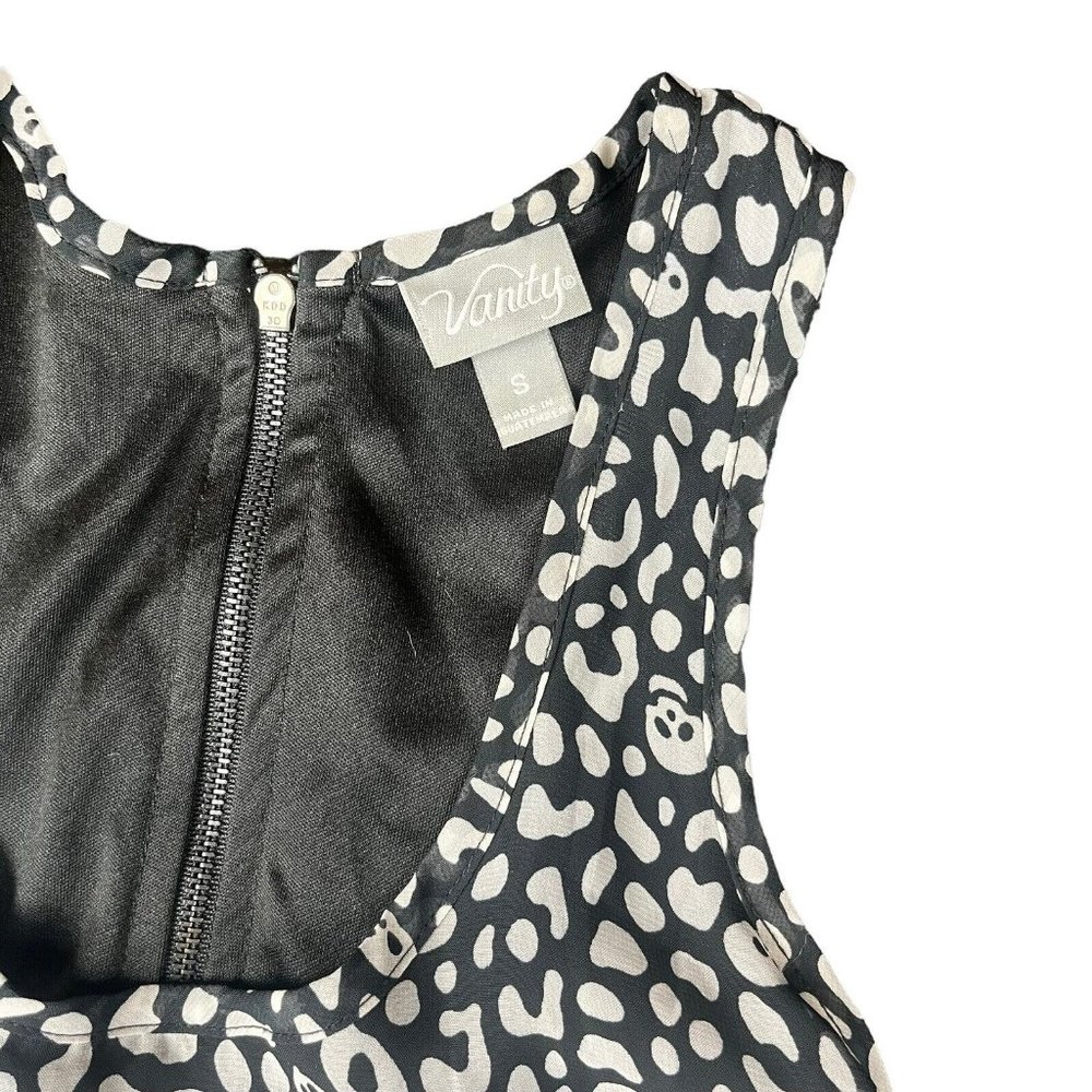 Vanity Vintage Rockabilly Skulls Sleeveless Dress Mini Skirt Zip Up Women's Sz S - Picture 3 of 16